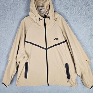 Nike Tech Windrunner Woven Jacket 2XL‎ Hood Khaki Rain Coat HM7151-297 Full Zip